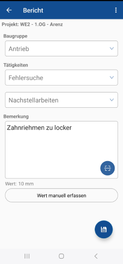 Kundendienst.App Einfache Berichte zum Auftrags anlegen