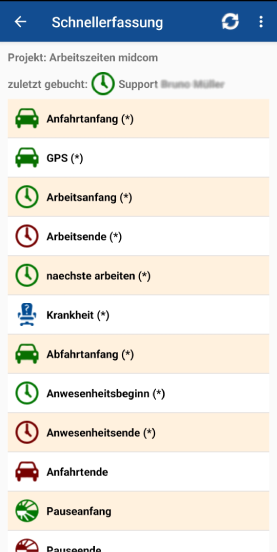 Kundendienst.App Tätigkeiten zeitlich zum Auftrag erfassen